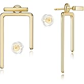 LOYATA Spike Earrings Gold Huggie Hoop Diamond Cubic Zirconia 14K Gold Plated Dainty Small Simple Hypoallergenic Geometric Jewelry Gift for Women