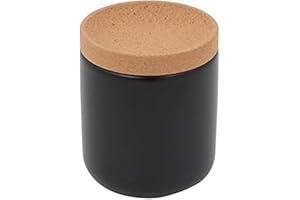 Ceramic and Cork Breathable Garlic Keeper for Freshness - Stackable Space Saving Lid, Natural Cork and Black Ceramic