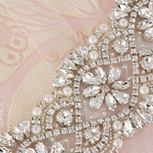 SoarDream Wedding Crystal Rhinestone Applique Bridal Wedding Applique Pearl Wedding Belts Party Dress Belt