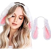 Aceorna White Bunny Ears Headbands Furry Rabbit Ears Hairbands Cute Costume Bunny Hair Accessories for Women