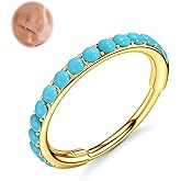 BodyBonita Hoops Nose Rings for Women - 316L Surgical Steel Turquoise Nose Ring Piercings 20G Segment Cartilage Helix Rook Tragus Conch Daith Earrings Septum Lip Jewelry 6/7/8mm Gold Plated/Silver