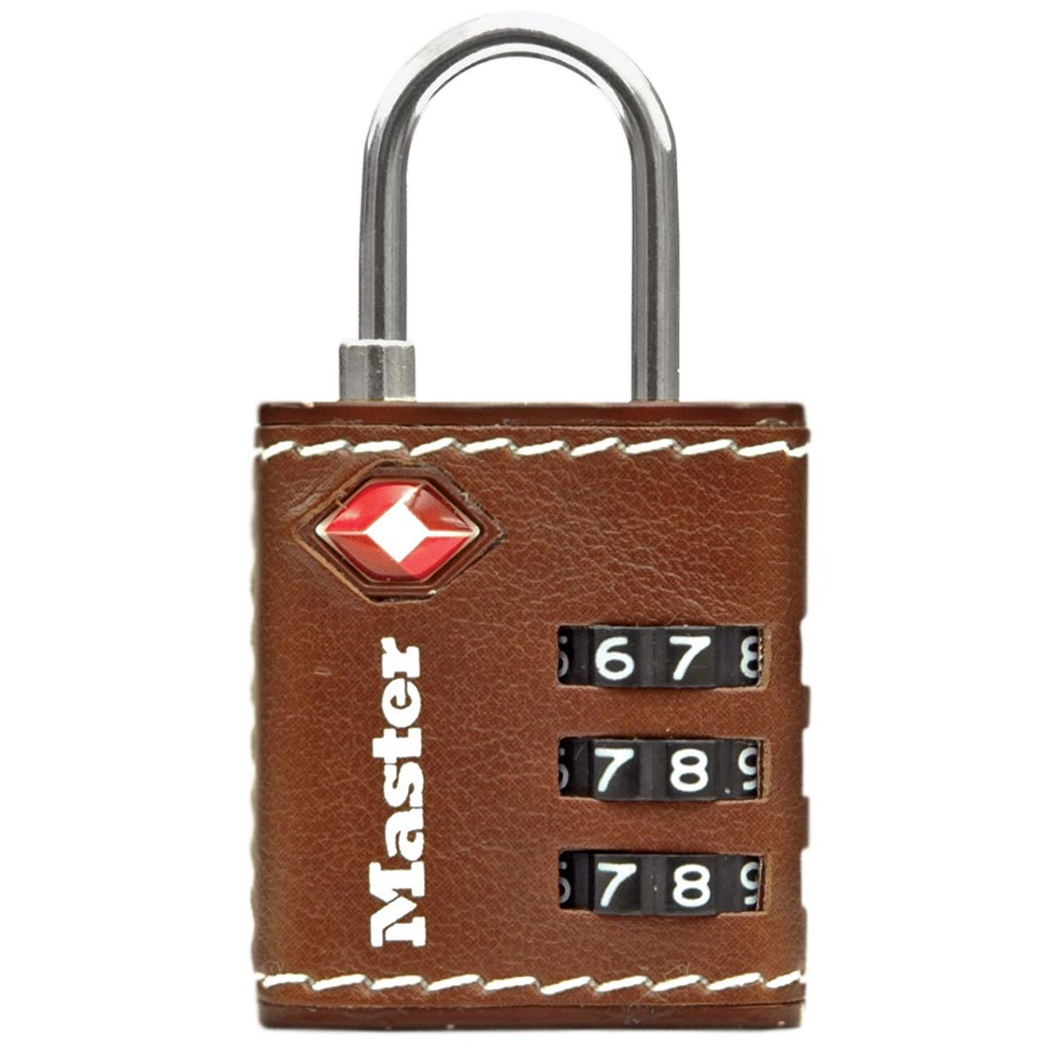 Master Lock 4692EURDBRN Combination Travel Padlock TSA Certified, Brown Leather, 5,5 x 3 x 2,6 cm