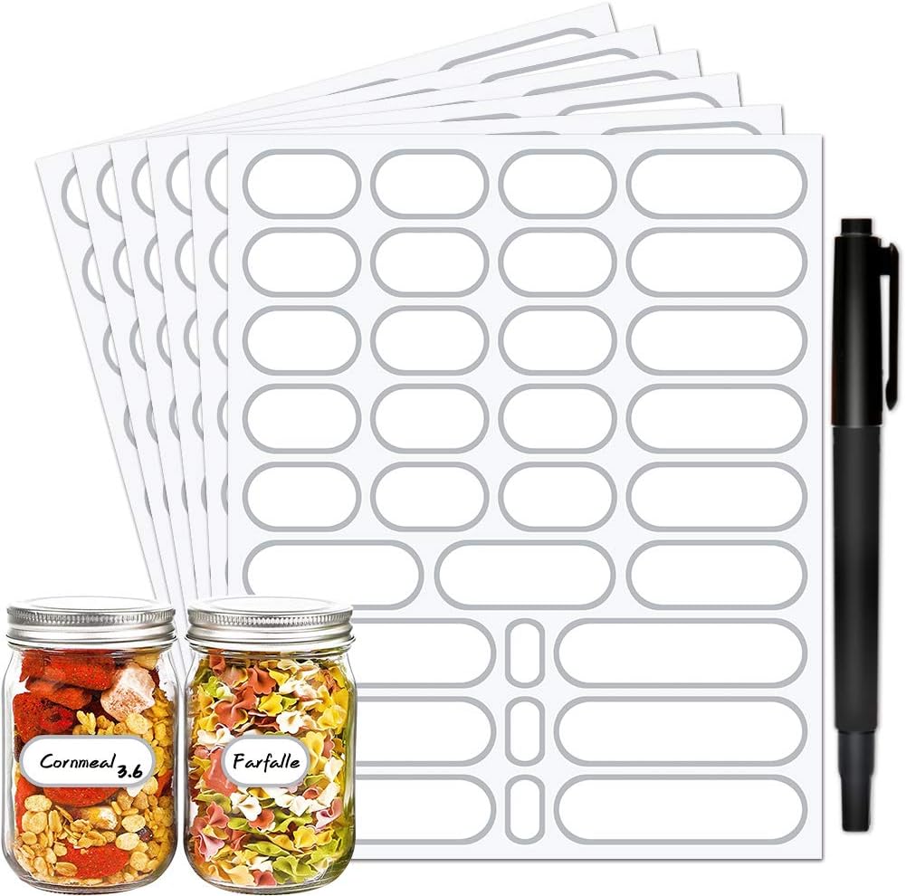 JaoNanl Waterproof Pantry Labels Stickers (192 Pieces - 4 Sizes, Silver, Mini,Small,Medium,Large