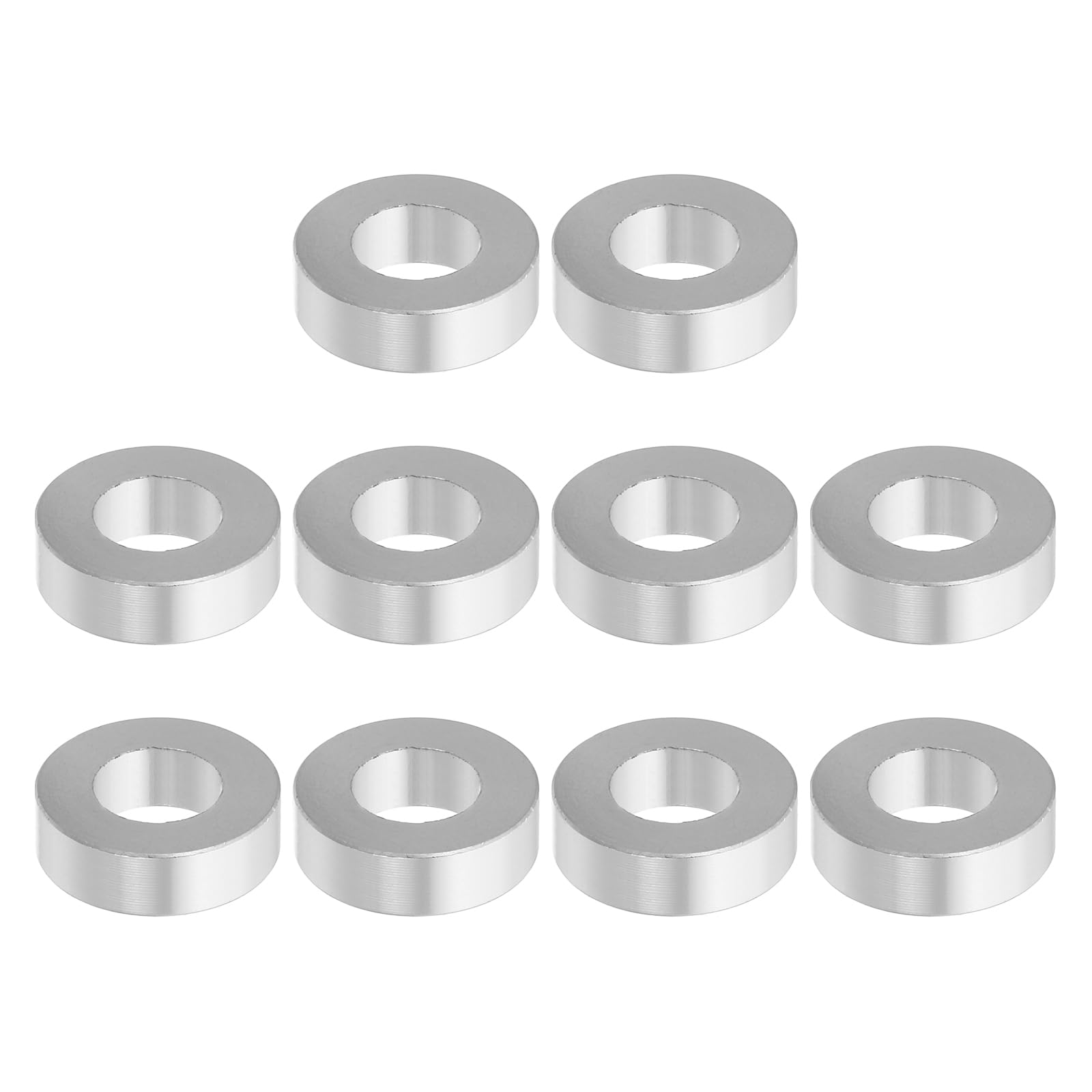 PATIKIL M10 Aluminum Spacers, 10 Pcs Metal Spacer Aluminum M10 X3/4"OD X1/4"L Aluminum Spacer Screw Standoff Round for 3/8" or M10 Screw Bolts, Silvery