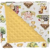 Sweet Farm Animals Life Baby Blanket for Girl Boy Pig Lamb Horse Chicken Barn Soft Mink with Dotted Backing Double Layer Swaddle Blanket Country Farmyard Bed Throws for Newborn Toddler Crib 30x40