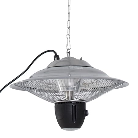 Outsunny Deckenheizstrahler Heizstrahler 1500W mit LED inkl. Fernbedienung Terrassen Alu Silber ?42 x H26cm