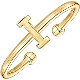 PAVOI 14K Gold Plated Initial Letter Adjustable Ring for Women - Thin Initial Band - Dainty Fashion Jewelry Gifts