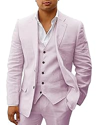 HUUTOE Lilac Men Linen Suits Sets for Beach Wedding
