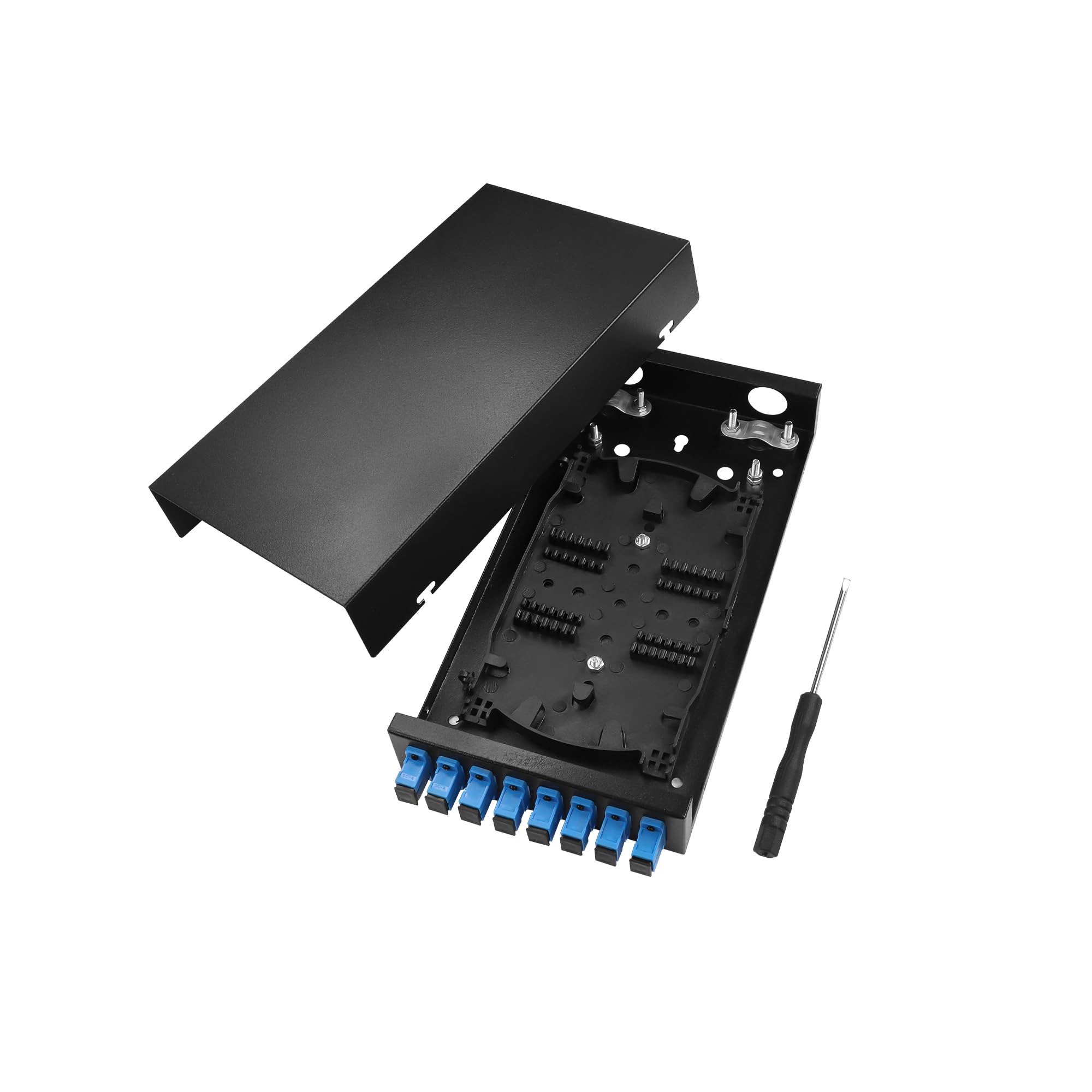 PNGKNYOCN 8 Port Fiber Optical Terminal Junction Box，Compact Size No Burr Pigtail Termination Box SC Optical Fiber Termination Distribution Box with 8 SC Coupler Adapters