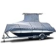 Elite Shield Heavy Duty T-Top Boat Cover, Fits 26ft to 28ft Long Center Console Boat with T-Top Hard-Top, Waterproof Fade Resistant T Top Boat Storage Cover (Gray, Size 5: 26'-28' Long, Beam 116" W)