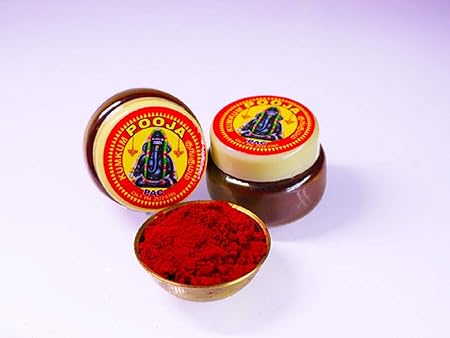 Naachaas Madurai Sri Meenakshi Amman Thazhampoo Turmeric Kumkum 15gms - Red color - Pack of 3