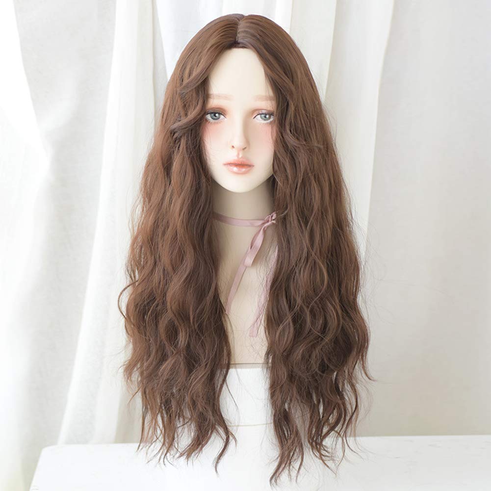 YanT HAIR Synthetic Wigs For Women Wavy Wig Middle Part 25-26 inches Chocolate Color