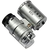 Leegoal Mini 60x LED Pocket Microscope Jeweler Magnifier Adjustable Loupe