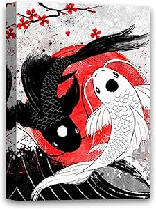 Funny Ugly Christmas Sweater Koi Fish Canvas Wall Art Yin Yang Home Decor Prints 8