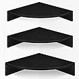 Homode Corner Floating Shelves, Set of 3 Corner Shelves Wall Mounted with Cable Hole, 3 Tier Wooden Hanging Corner Storage Shelf for Bedroom, Living Room, Kitchen, Black