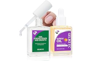GELIKE EC Nail Growth Treatment and Cuticle Oil: Orange & Clear (15ml) - Protein Nail Hardener for Weak Nails - Vitamin E Enriched - Fast Growth & Repair - Salon & Home Use