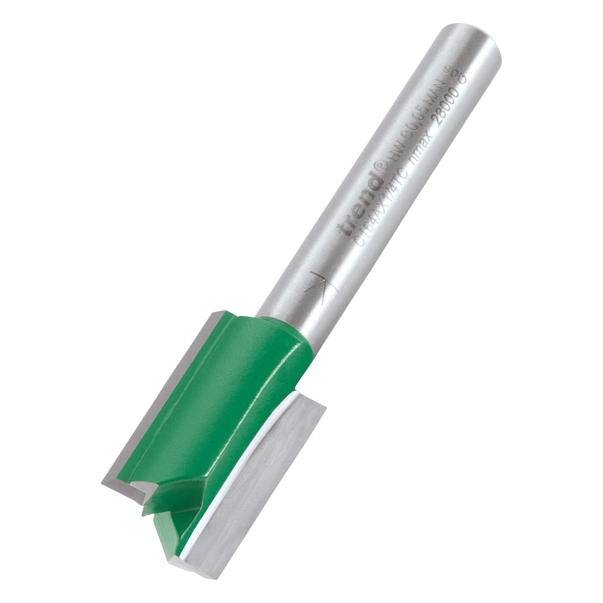 Trend CraftPro Straight Two Flute Router Cutter Bit, 1/4 Inch Shank, 13mm Cut Diameter & 20mm Cut Length, Tungsten Carbide Tipped, C164AX1/4TC