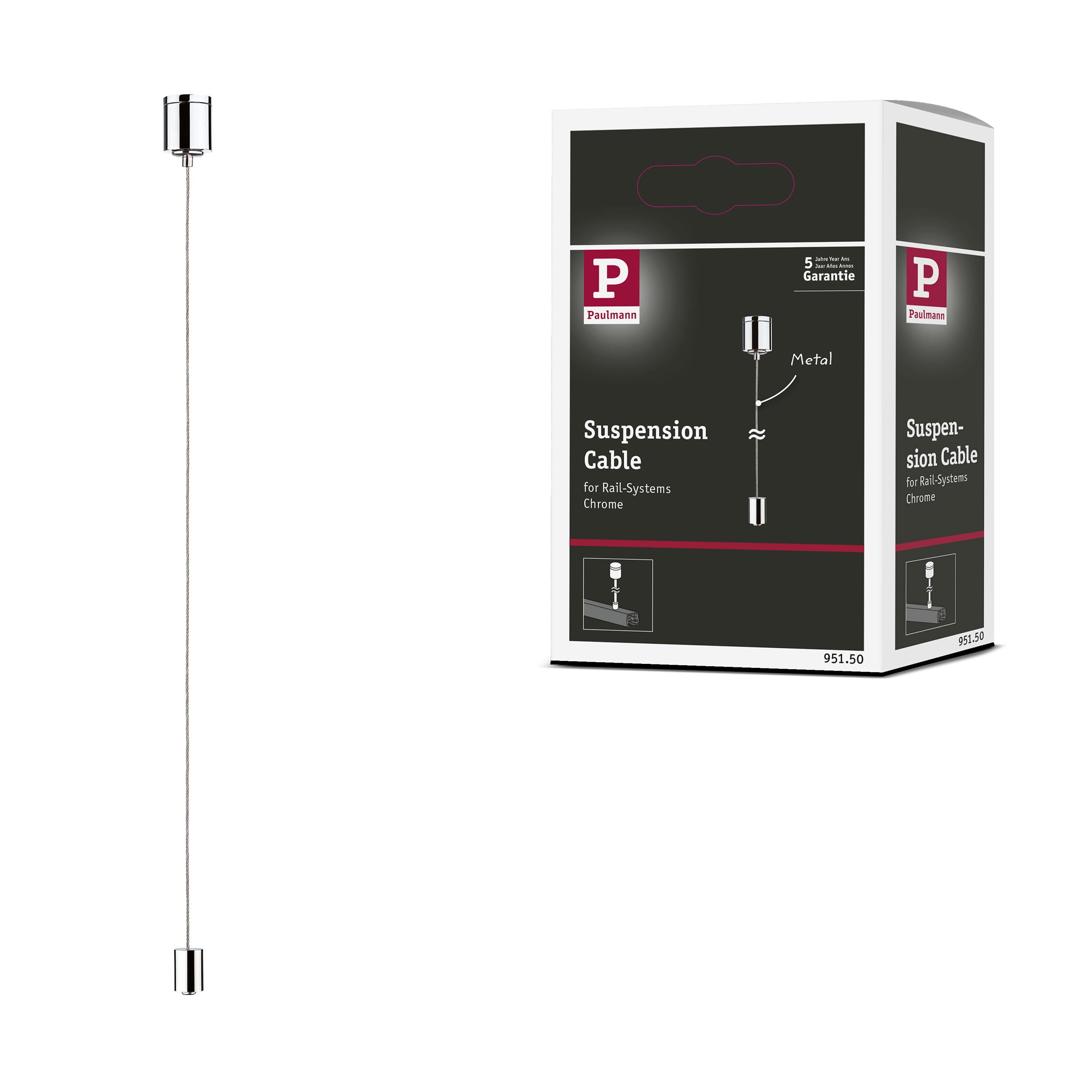Paulmann 95150 URail Accessory Suspension Cable 18mm Chrome Rail System — image 1