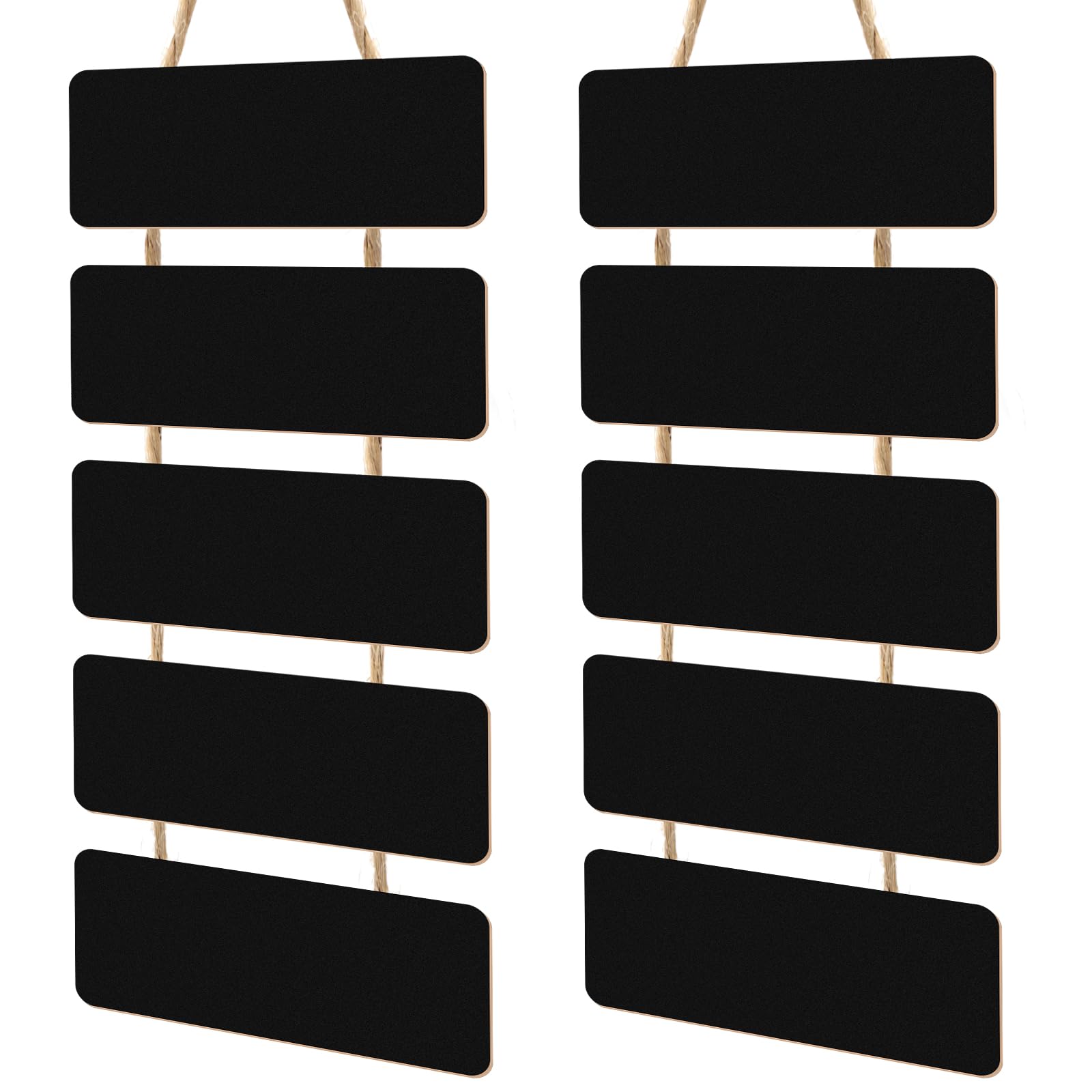 Photo 1 of Double Sided Hanging Chalkboard Signs Wooden Erasable Message Board Rustic Chalkboard Hanging Signs Rectangle Message Memo Display with Rope for Wedding Bar Restaurant Kitchen Wall(2 Set)