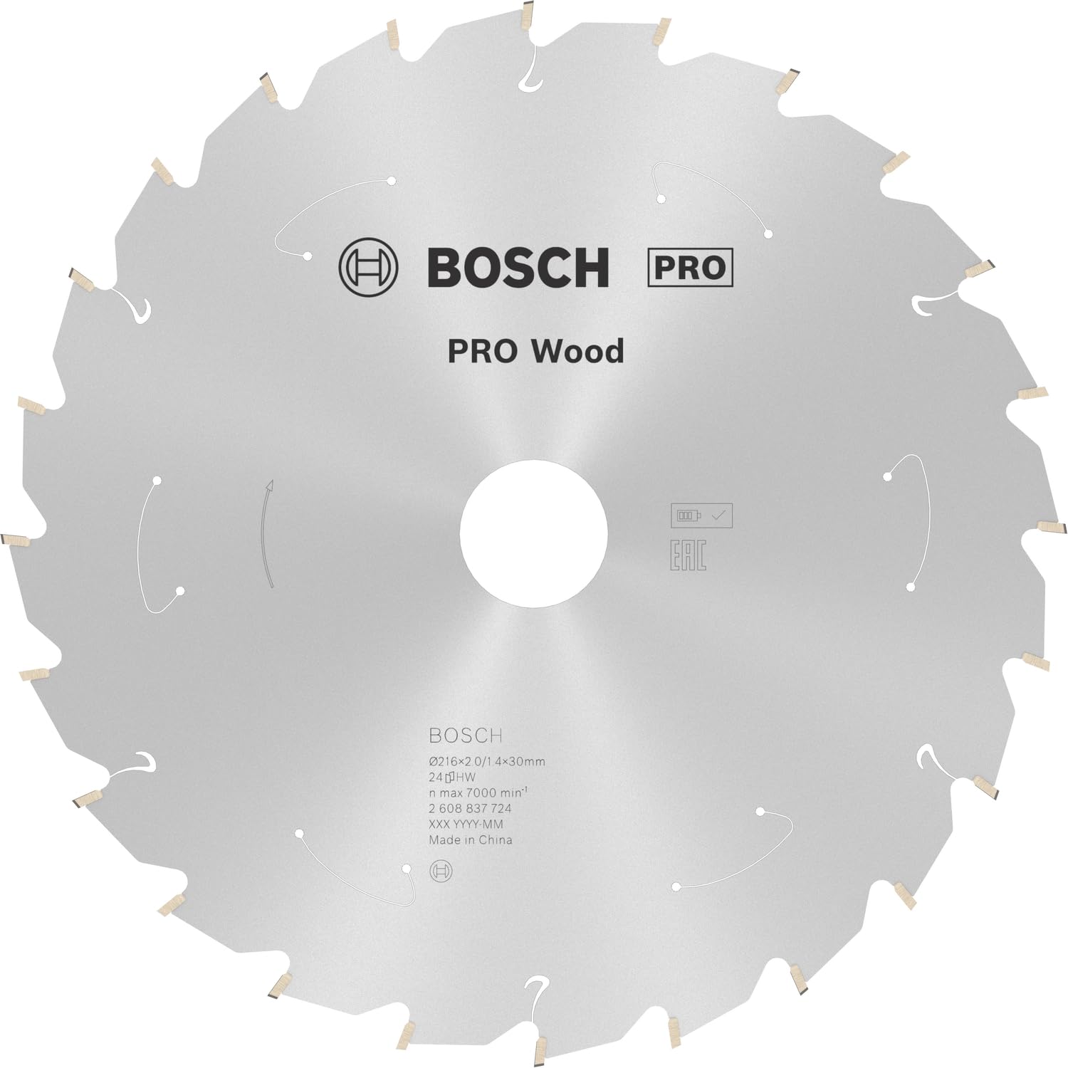 Bosch 1x PRO Wood Circular Saw Blades for Cordless Table Saws (for Softwood, Hardwood, Ø mm, Professional Accessory Table Circular Saw)