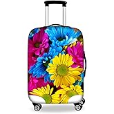 Dremagia Colorful Sunflower Travel Luggage Cover Spandex Elastic Suitcase Protector for 22-25 Inch Luggage