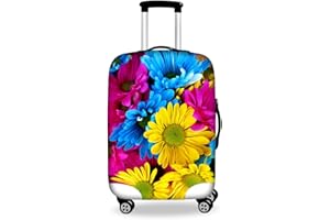 Dremagia Colorful Sunflower Travel Luggage Cover Spandex Elastic Suitcase Protector for 30-32 Inch Luggage