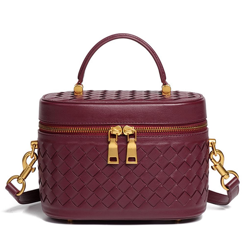 Rejolly 女性用トップハンドルハンドバッグ 織りレザー バニティケース デザイナーパース 静音 ラグジュアリー トレンディ クロスボディ ショルダーバッグ