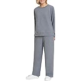 Weintee Women's Petite Sweatsuits Side Slit Sweatshirt and Sweatpants Sets Wide Leg Jogging Suits