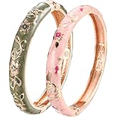 UJOY Cloisonne Bracelet Butterfly Hinge Indian Cuff Bangle Enameled Jewelry Flower Bracelets for Women Gift Box 55A114