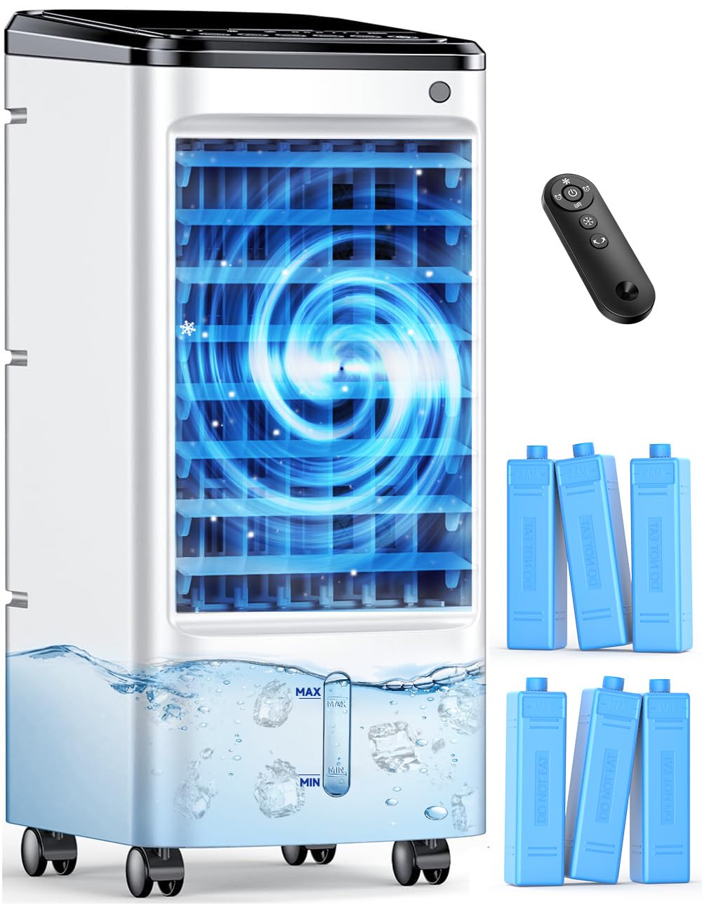 Photo 1 of FANCOLE Windowless Portable Air Conditioners with 6 Ice Packs, 12H Smart Timer for Auto-off, 26Ft Remote, Top Fill Dual Tank, 3Speeds Evaporative Air Cooler, 70°Auto Swing Swamp Cooler Air Conditioner