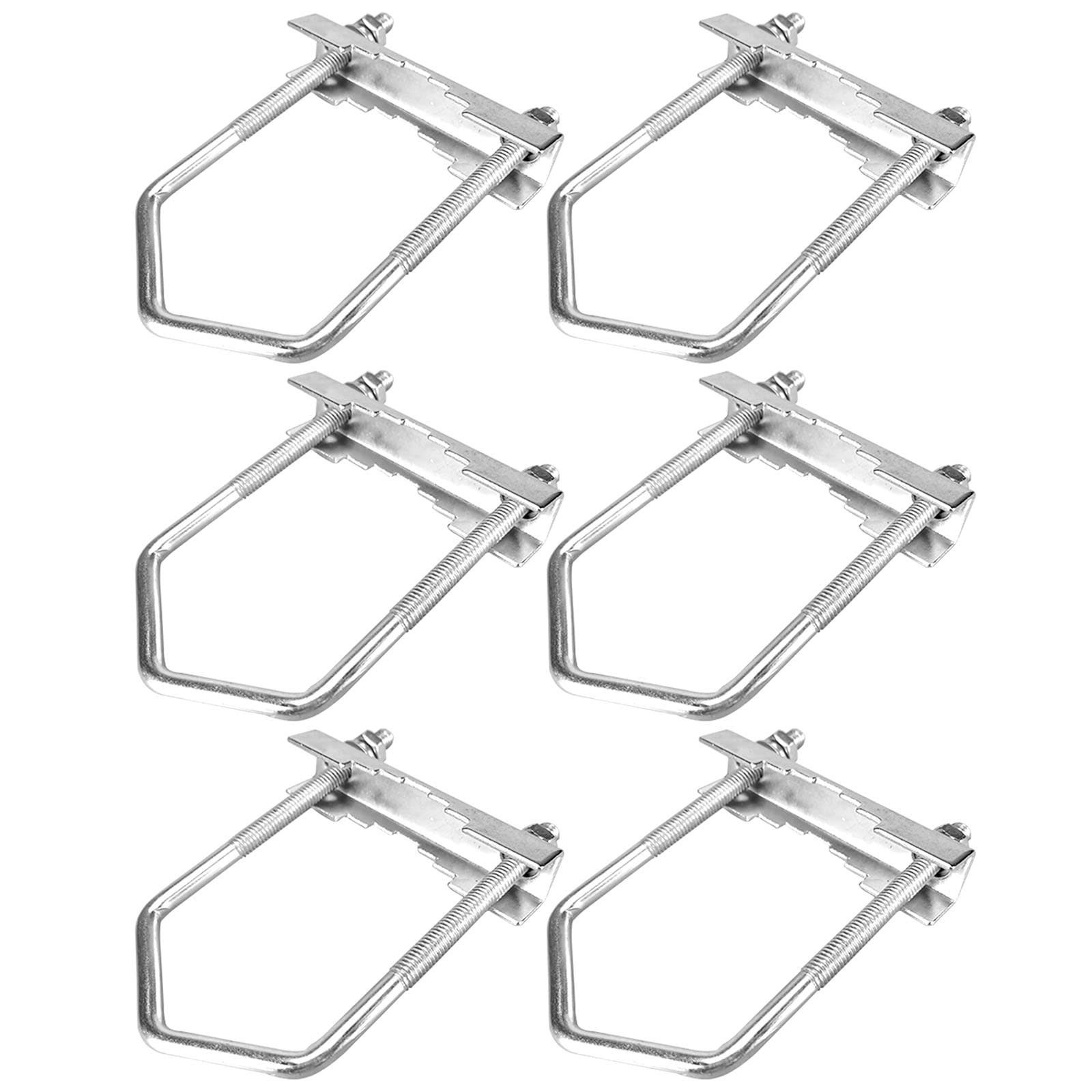 U Bolt,6pcs Guador M6*100 * 50mm U Bolt Square Galvanized Tie Down Marine Boat Deck Hardware Set Square Bolt Right Angle U-Screw Clamp Hoop