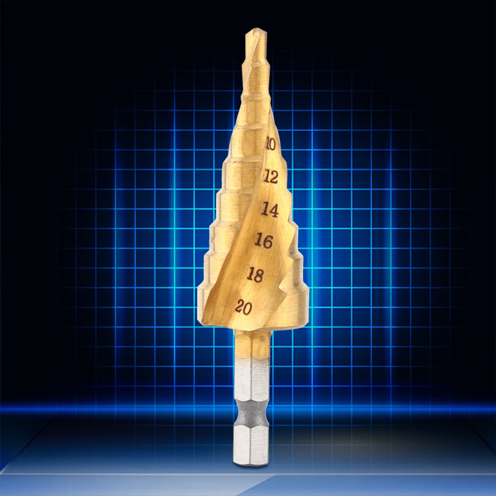 Step Drill Bits High Speed Steel Titanium Coated Step Drill Bit Power Drill Accessory Hex Shank Bits 4-20mm - Image 5