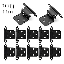 12 PCS Black Cabinet Door Hinges, 1/2" Overlay