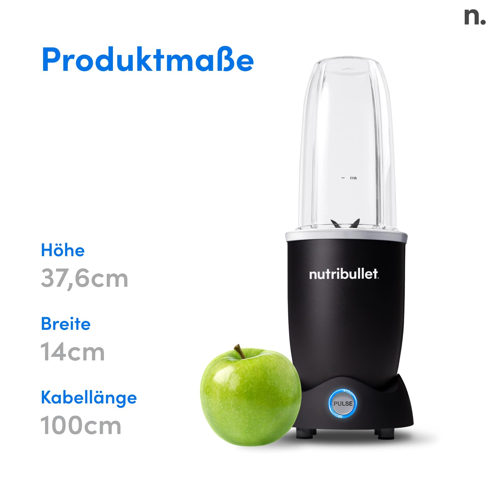 Nutribullet Pro 1200, Elektrischer Mixer, Zerkleinerer, Smoothie Mixer, Multifunktionsmixer, 1200w Leistung, 700ml und 900ml Gläser, schwarz, NB120MB 8