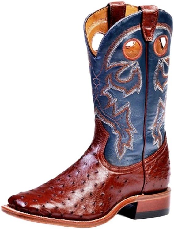 American Boots - Cowboy Exotic (Ostrich) BO-4506-65-E (Normal Walking) - Men - Blue/Brown