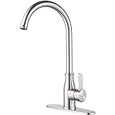 Kohonby Single Handle Kitchen Faucet Stainless Steel Brushed Nickel，Modern High Arc Kitchen Sink Faucet, Commercial Bar Sink Faucet One Hole with Deck