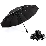 LANBRELLA Auto Open/Close Reverse Folding Umbrella - Windproof, 46 Inch, Compact For Travel (Teal Blue)