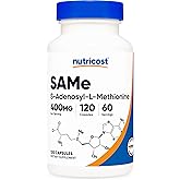 Nutricost SAM-e (S-Adenosyl-L-Methionine) 400mg Per Serving, 60 Servings, 200mg Per Capsule, 120 Capsules - Non-GMO, Gluten Free Same, Vegetarian