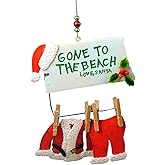 Cape Shore Santa Gone to The Beach Christmas Ornament,Metal (Regular)