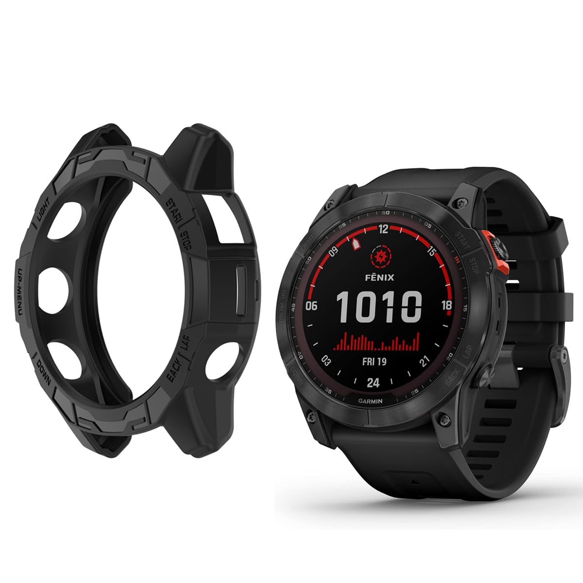 HOMTERN Cases for GARMIN Fenix 7X/Fenix 7X Pro and EPIX Pro 51mm,Flexible Silicone Cover Shell Shockproof Scratch-Proof Protector Case Smartwatch Accessories,Black