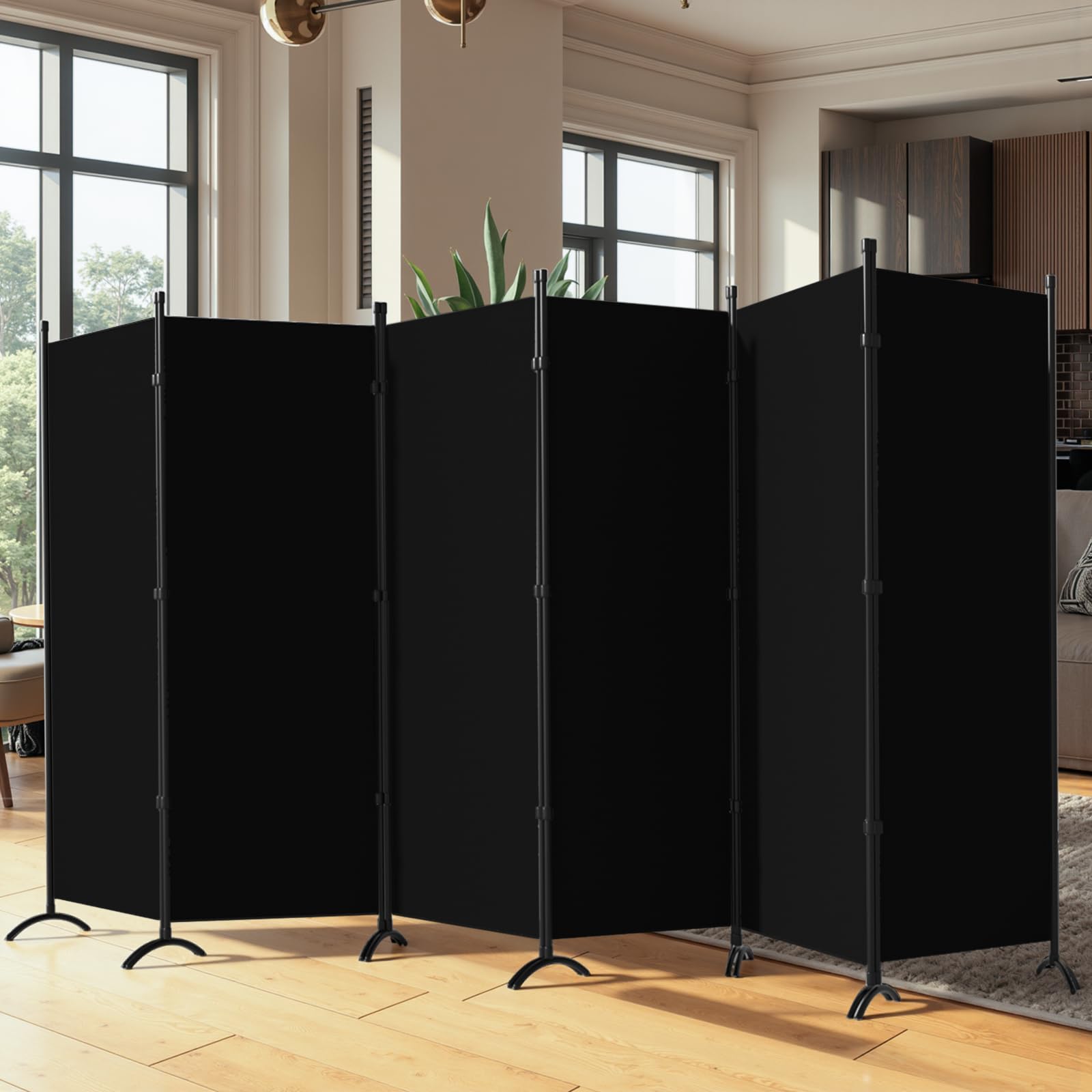 Photo 1 of **Parts Only***6 Panel Room Divider, Folding Privacy Screen Wall Divider for Room Separation, Freestanding Room Partitions for Home Office Dorm Decor,Black