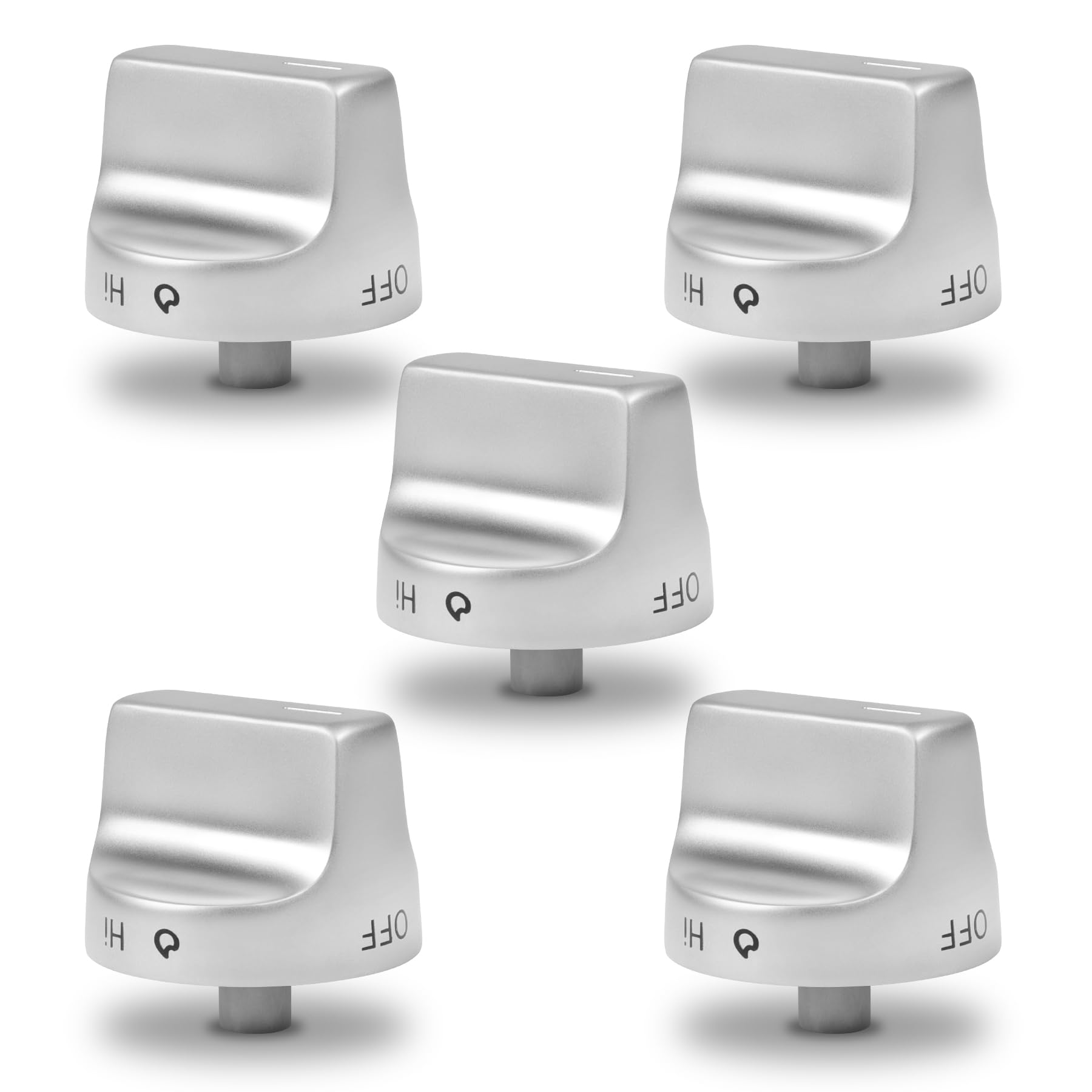 Photo 1 of 5 Pcs W11239985 W10850015 Alloy Stainless Steel Gas Stove Knobs Compatible with Whirlpool Range Knob WFG525S0HZ1, WFG550S0HZ0, WFG525S0HZ0, WFG525S0JV0, Replaces W11032553 PD00061875 4845290, etc