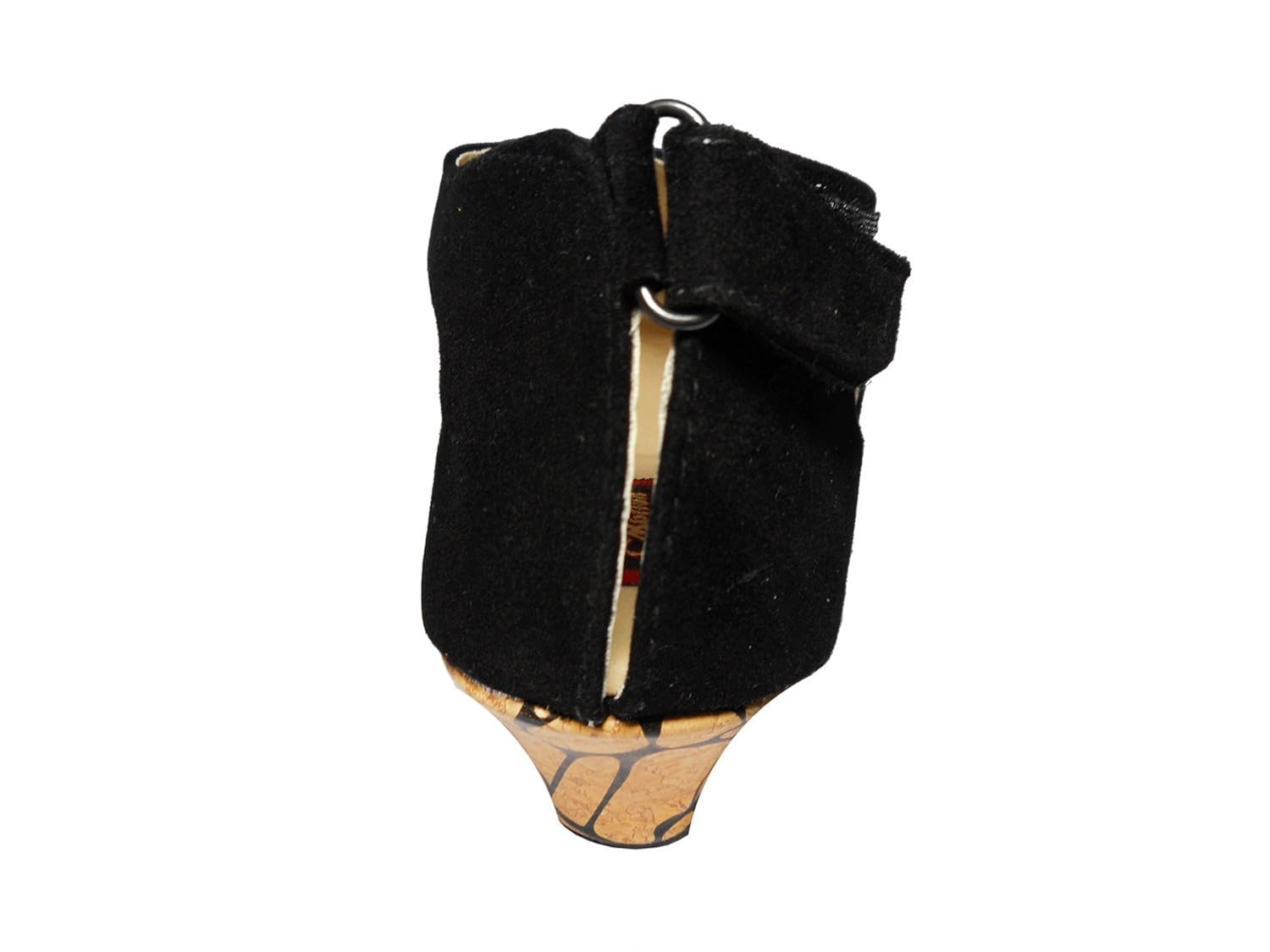 kanchan women's black wedges sandal