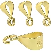 Zorveiio 4 Pcs 925 Sterling Silver Pendant Clasp, with Open Loop Bail Connector Pinch Bails, Jewelry Making Necklace Pendant Clasp for Jewelry Making Enthusiasts(Gold)