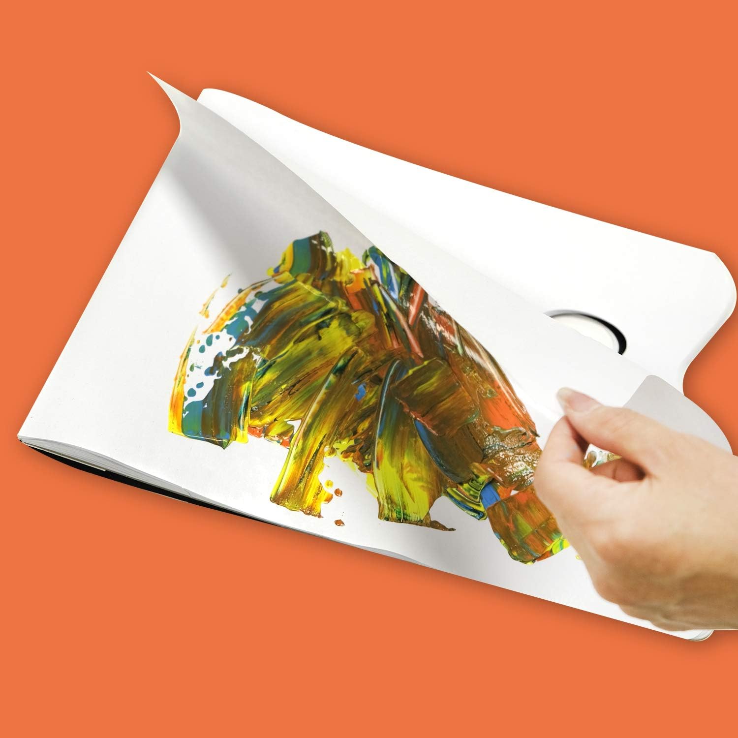MEEDEN Disposable Palette Painting Pad, 4 Pack 20 Sheets 9x12 Inches, 54lb / 80GSM Bleed-Proof Paint Palette with Thumb Hole, Non-Acid Paper for Acrylic, Oil, Gouache and Tempera