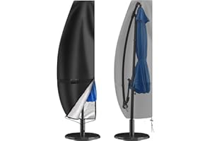 WANOCEAN Umbrella Covers for Outdoor Umbrellas 9ft to 12ft, 420D Patio Waterproof Parasol Umbrella Cover for Cantilever Offset Banana Umbrella with Zipper for Anti-UV Rain Wind Dust (Black)