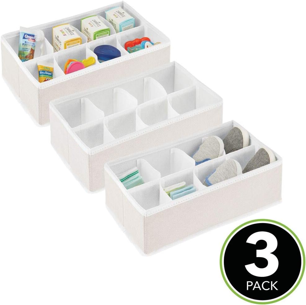 mDesign Set of 3 Nursery Storage Box 8 Pocket Fabric Storage Box Baby Organiser and Wardrobe