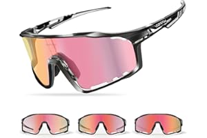 VOZAPOW Photochromic Cycling Glasses for Men Women, UV400 Sports Sunglasses for MTB, Riding, Running, Fishing, Baseball