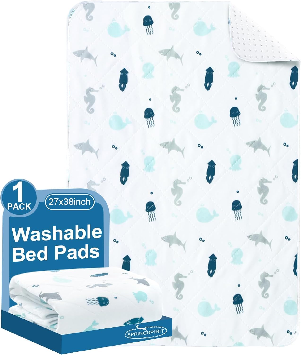 Potty Training Bed Pad 100% Waterproof, Bed Wetting Protection Pad for Single and Toddler Beds, Reusable, Non Slip and Easy to Change, Washable Waterproof Mattress Pad