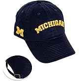 Desert Cactus University of Michigan Baseball Hat Wolverines UM U of M Brimmed Embroidered Hats Cap Adjustable Cloth Strap Adult (Style E1) Blue